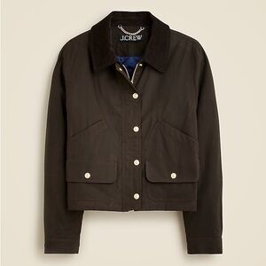 J. Crew Short Barn Jacket in English ripstop cotton (size medium, Mossy Brown)